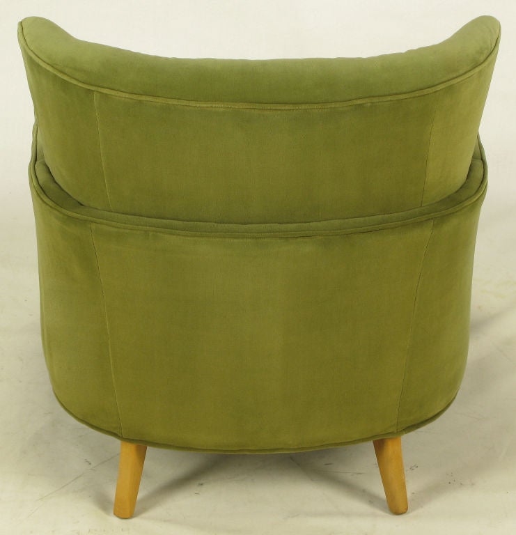 Wood Tiered Barrel Back Button Tufted Lounge Chair