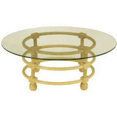 Jay Spectre Round Reeded Wood Coffee Table.