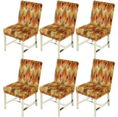 Six Paul Evans Chrome & Cut Velvet Dining Chairs