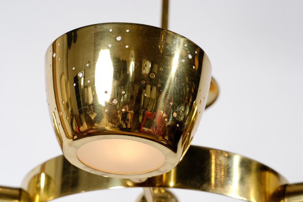 American Gerald Thurston For Lightolier Solid Brass Five-Light Chandelier