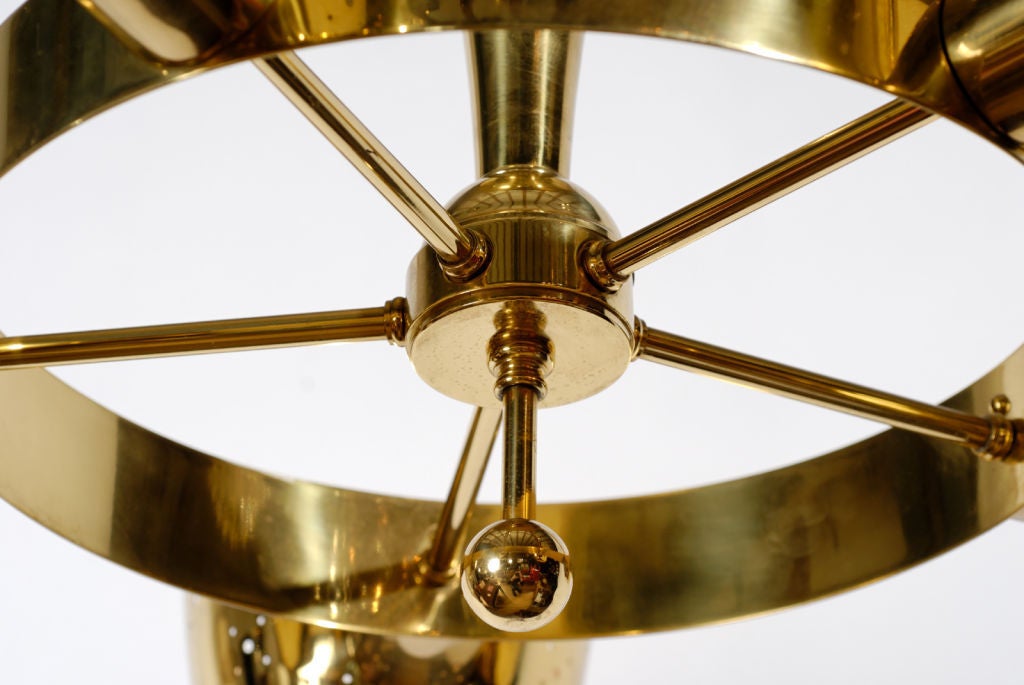 Mid-20th Century Gerald Thurston For Lightolier Solid Brass Five-Light Chandelier