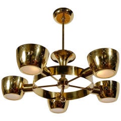 Gerald Thurston For Lightolier Solid Brass Five-Light Chandelier