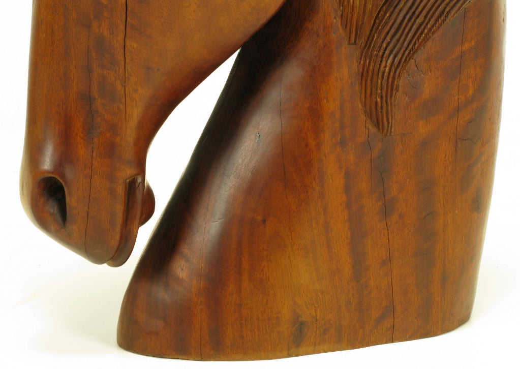 Pair Large Wooden Horse Head Sculptures at 1stDibs