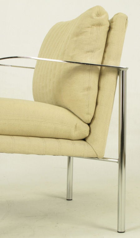 Pair Paul Tuttle Inspired Chrome Arm Chairs For Sale 4