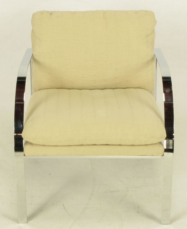 American Pair Paul Tuttle Inspired Chrome Arm Chairs For Sale