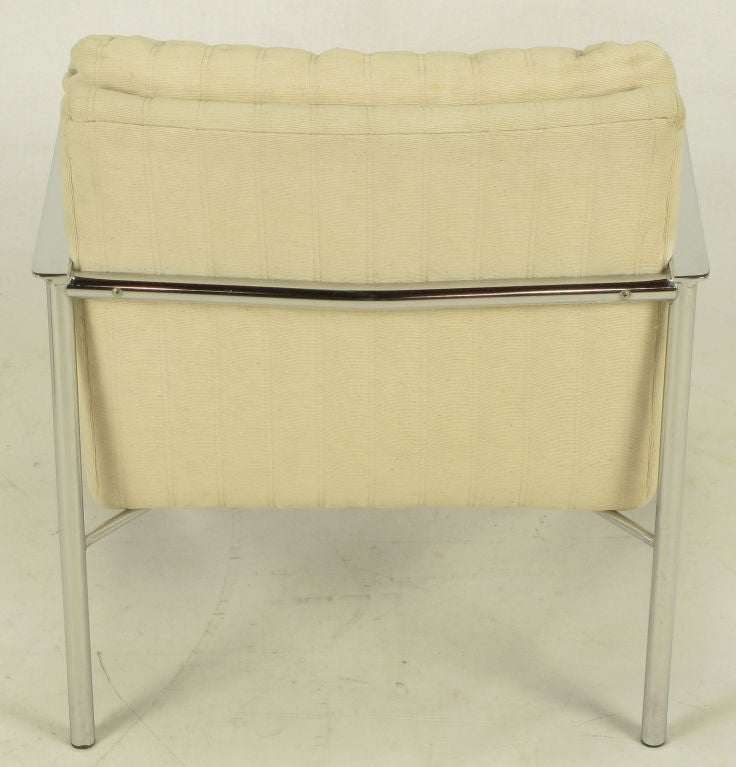 Pair Paul Tuttle Inspired Chrome Arm Chairs For Sale 1