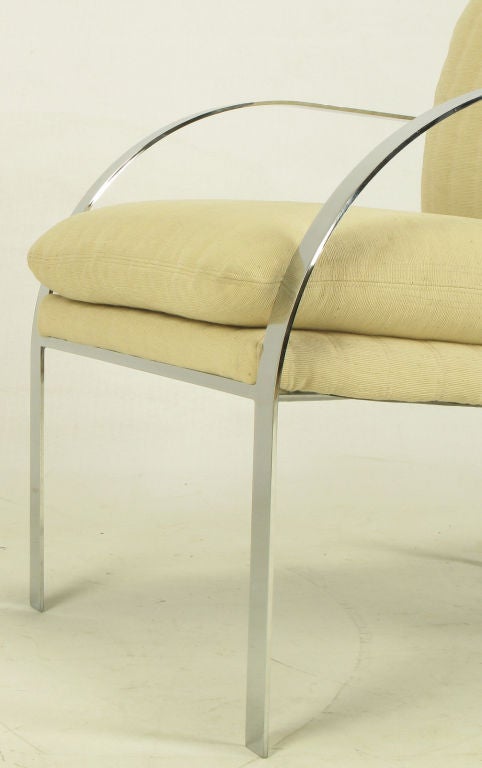 Pair Paul Tuttle Inspired Chrome Arm Chairs For Sale 3