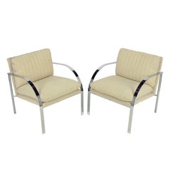 Pair Paul Tuttle Inspired Chrome Arm Chairs