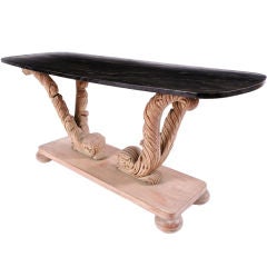 Grosfeld Style Carved Plume Console Table