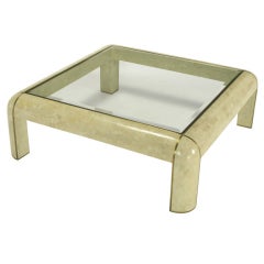 Maitland Smith Tessellated Stone Coffee Table With Brass Inlay