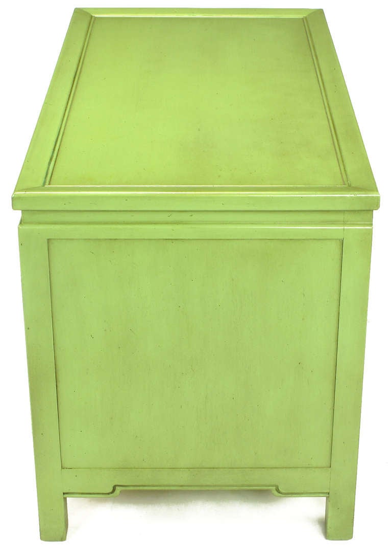 Wood Pair Hekman Pistachio Green Asian Low Cabinets