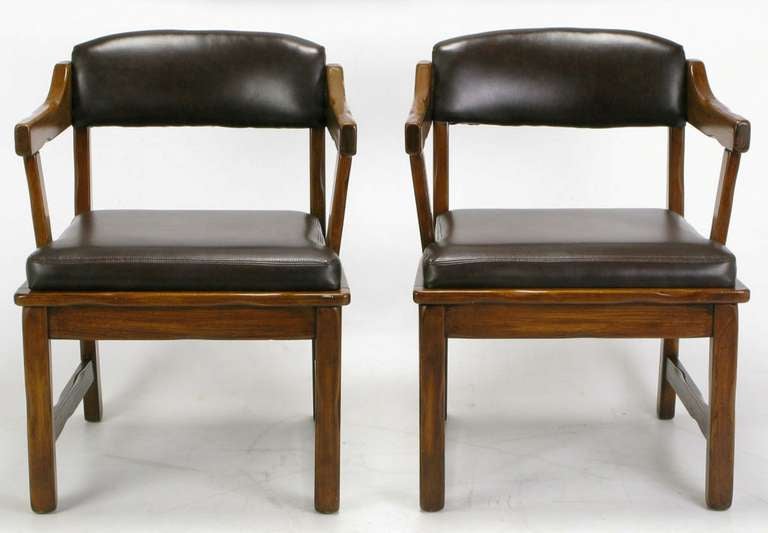 American Six Sculptural Carved Oak Dining Chairs By Paoli