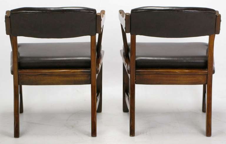 Mid-20th Century Six Sculptural Carved Oak Dining Chairs By Paoli