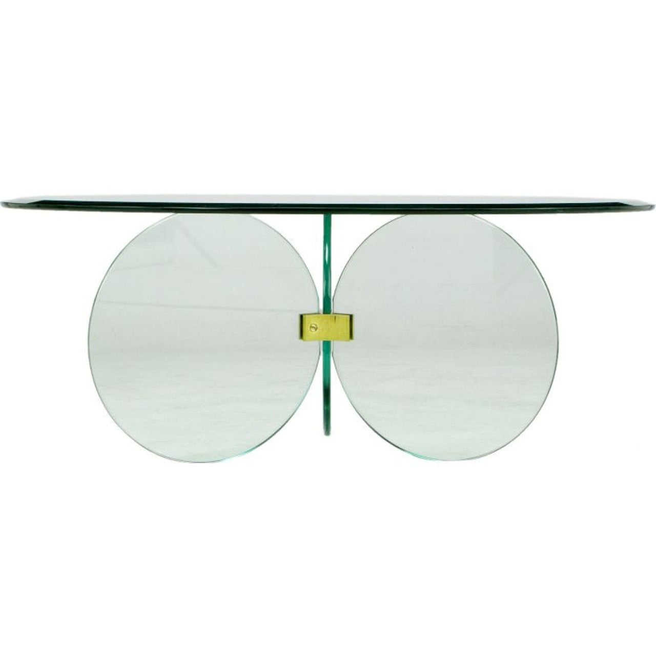 Pace Collection Glass Disc And Brass Tripodal Coffee Table