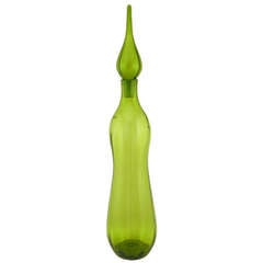 Striking 41" Green Blenko Glass Decanter With Stopper
