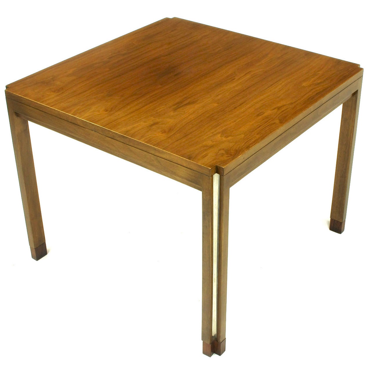 Edward Wormley for Dunbar Walnut, Rosewood and Aluminium Inlaid End Table For Sale