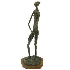 Signed, Bronze Female Nude Abstract Sculpture