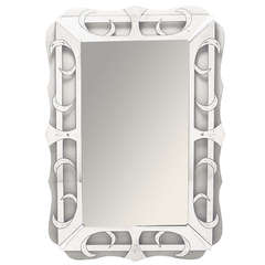 Scalloped, Silvered and Etched Glass Art Deco Mirror