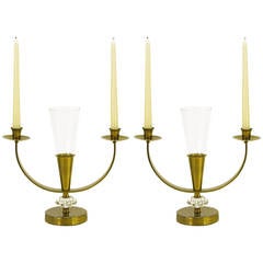 Pair of Brass and Crystal Candelabra 2