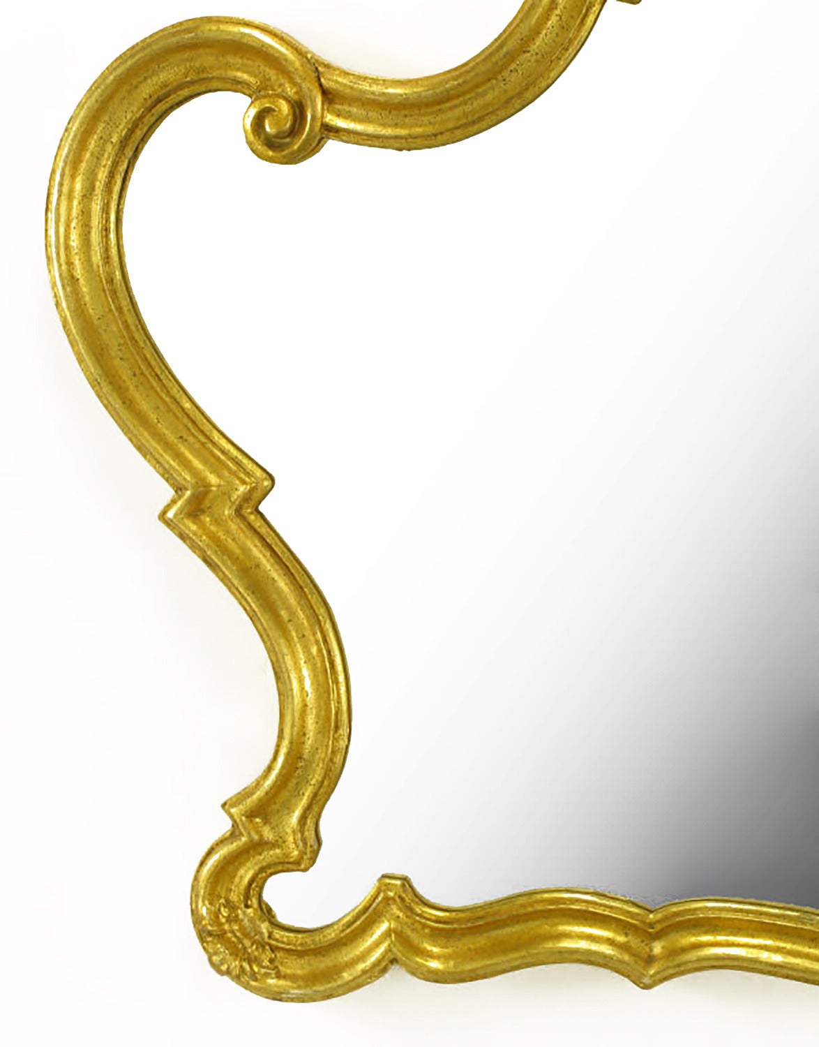 Milieu du XXe siècle Miroir mural rococo italien en bois composite doré et gesso par Florentia en vente