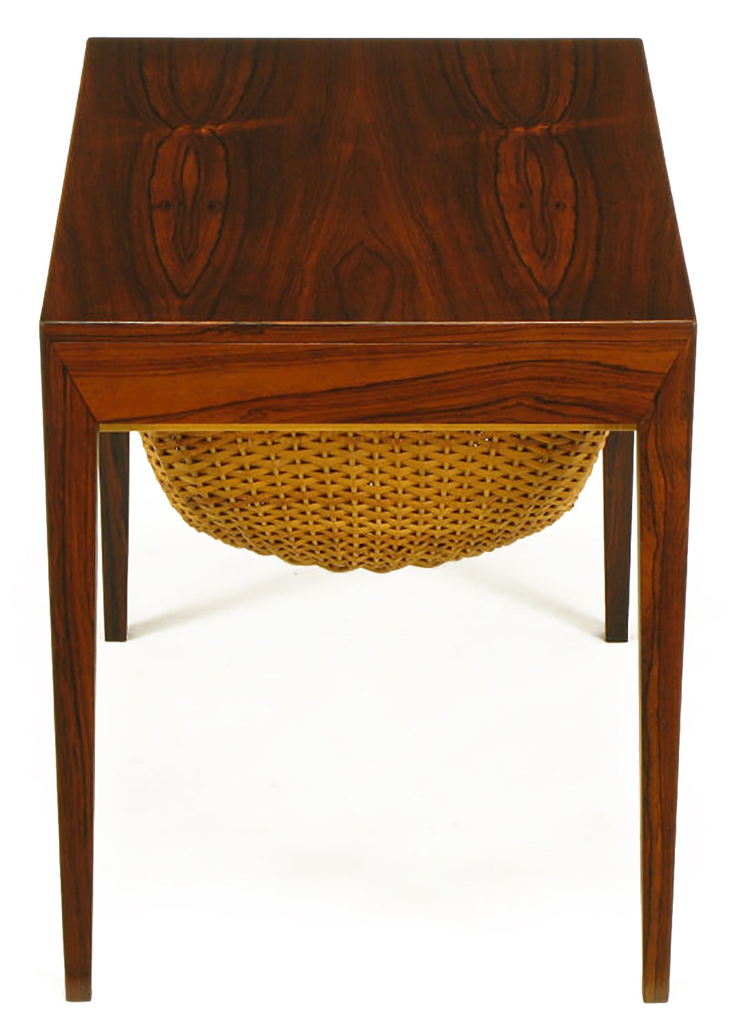 Mid-20th Century Severin Hansen Rosewood End Table with Woven Basket Drawer