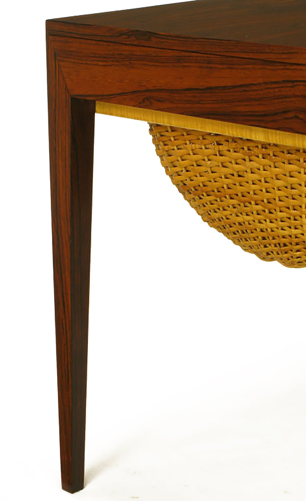 Severin Hansen Rosewood End Table with Woven Basket Drawer 2