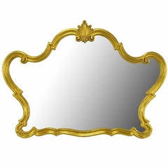 Vintage Italian Gilt Composite Wood and Gesso Rococo Wall Mirror by Florentia