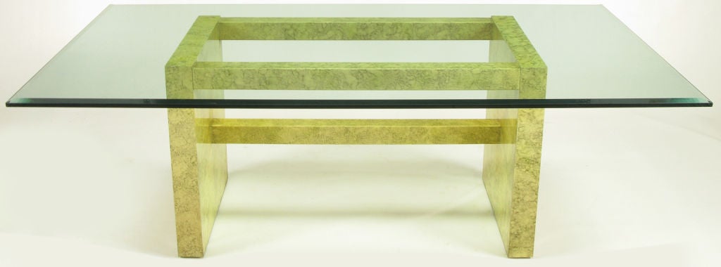 Henredon Circa 75 Glass & Marbleized Base Dining Table