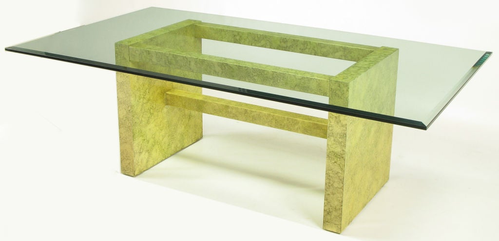 Late 20th Century Henredon Circa 75 Glass & Marbleized Base Dining Table