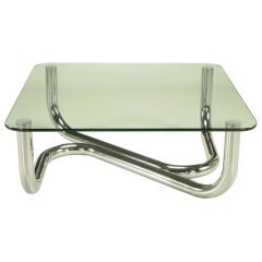 Sinuous Chrome & Glass Top Coffee Table