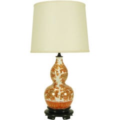 Hand Painted Persimmon Peonies & Parcel Gilt Table Lamp