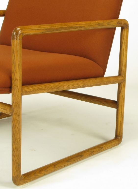 Pair Ward Bennett Ash & Umber Wool Sled Lounge Chairs 3