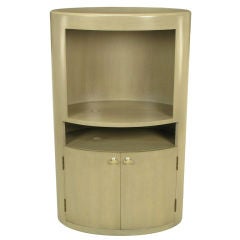 Custom Heathered Grey Birch Oval Tall Cabinet