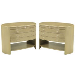 Pair Heathered Grey  Racetrack Oval Commodes