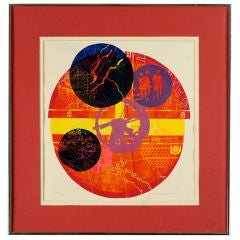 Colorful 1970 Abstract Screen Print