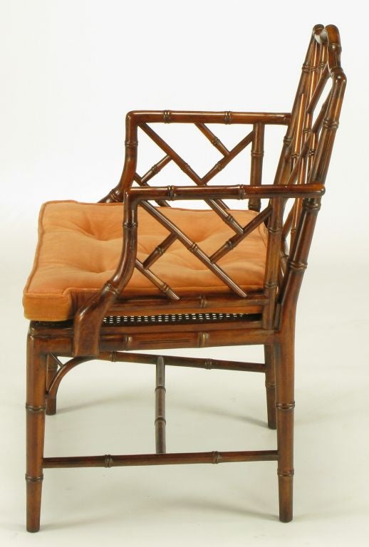 Mid-20th Century Hekman Chinese Chippendale Bamboo Form Armchair