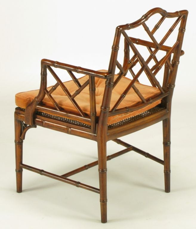 Mahogany Hekman Chinese Chippendale Bamboo Form Armchair