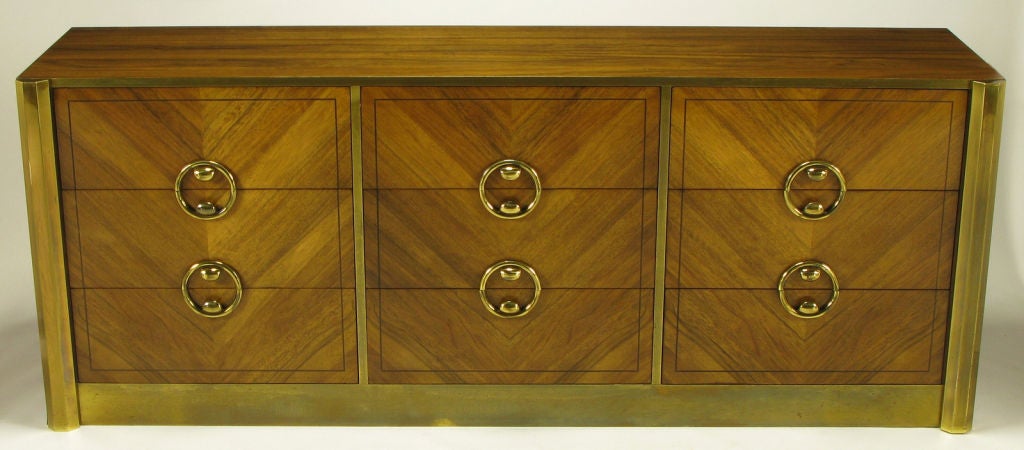 Striking Mastercraft Zebrano & Patinated Brass Dresser