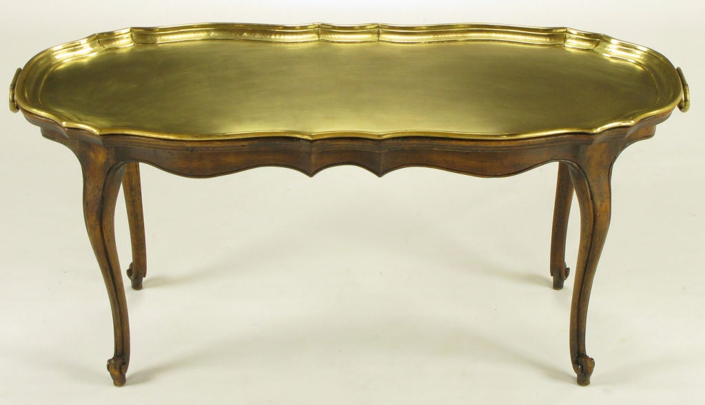Yale Burge Louis XV Style Coffee Table With Solid Brass Tray