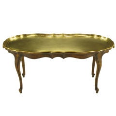 Yale Burge Louis XV Style Coffee Table With Solid Brass Tray