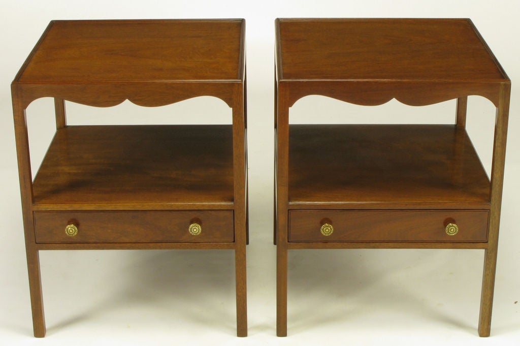 Pair Kittinger Mahogany Scalloped Apron End Tables