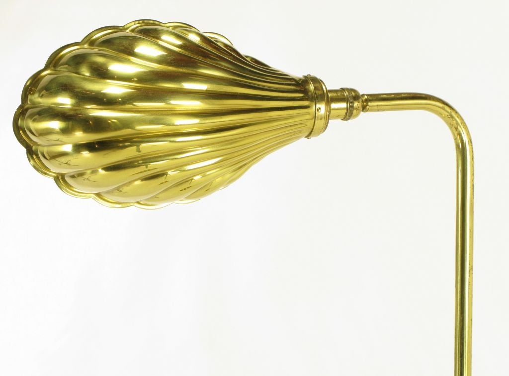 American Brass Shell Shade Reading Floor Lamp