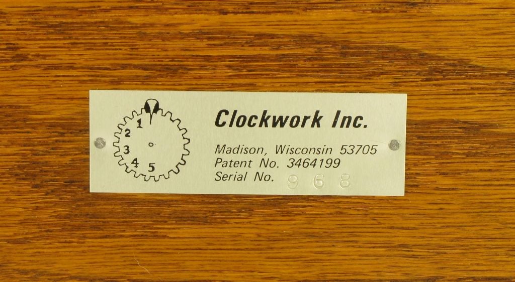 Brass & Carved Wood Gears Mantel Clock. 2