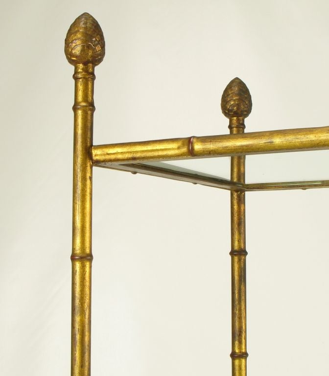 Gilt Metal Bamboo Form Etagere With Pineapple Finials 2