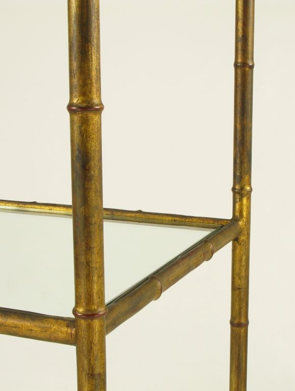 Gilt Metal Bamboo Form Etagere With Pineapple Finials 4