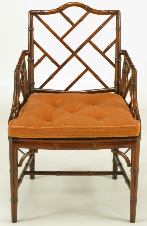 American Hekman Chinese Chippendale Bamboo Form Armchair