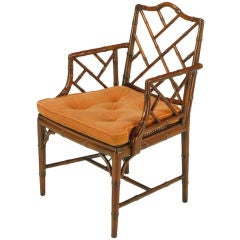 Vintage Hekman Chinese Chippendale Bamboo Form Armchair