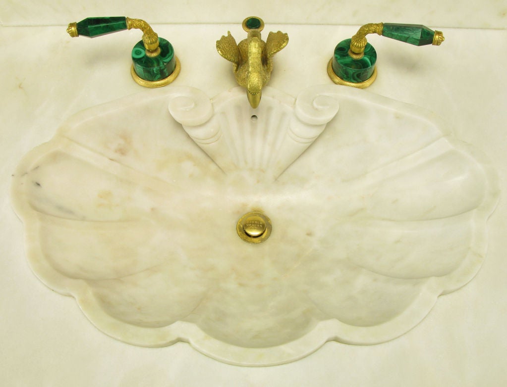 Vintage Sherle Wagner Marble Shell Pedestal Sink. at 1stdibs