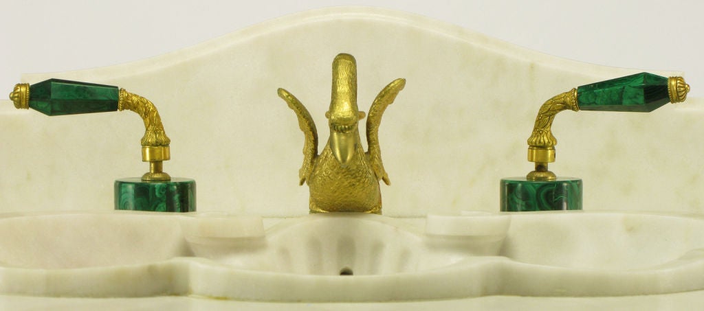 Portuguese Vintage Sherle Wagner Marble Shell Pedestal Sink.
