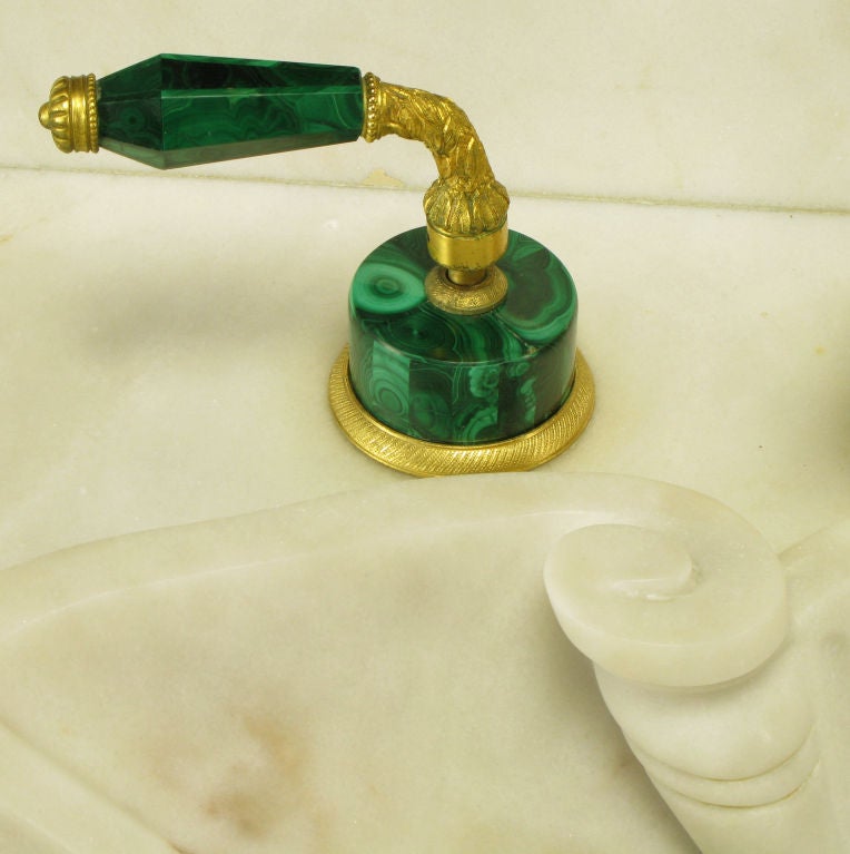 Mid-20th Century Vintage Sherle Wagner Marble Shell Pedestal Sink.